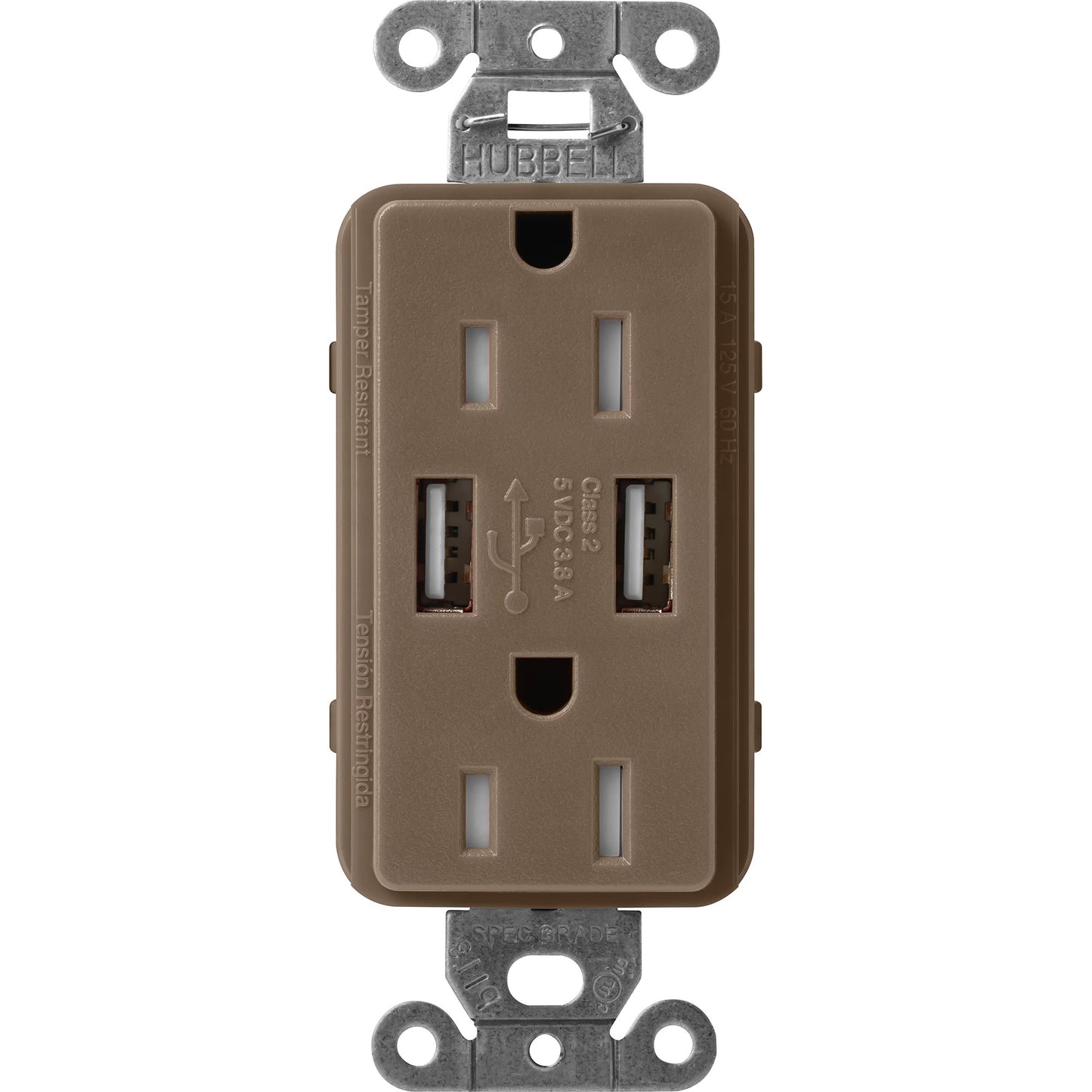 Lutron Tamper-Resistant USB Receptacles - Satin Color 15A 125V | SCR-15-UBTR-XX