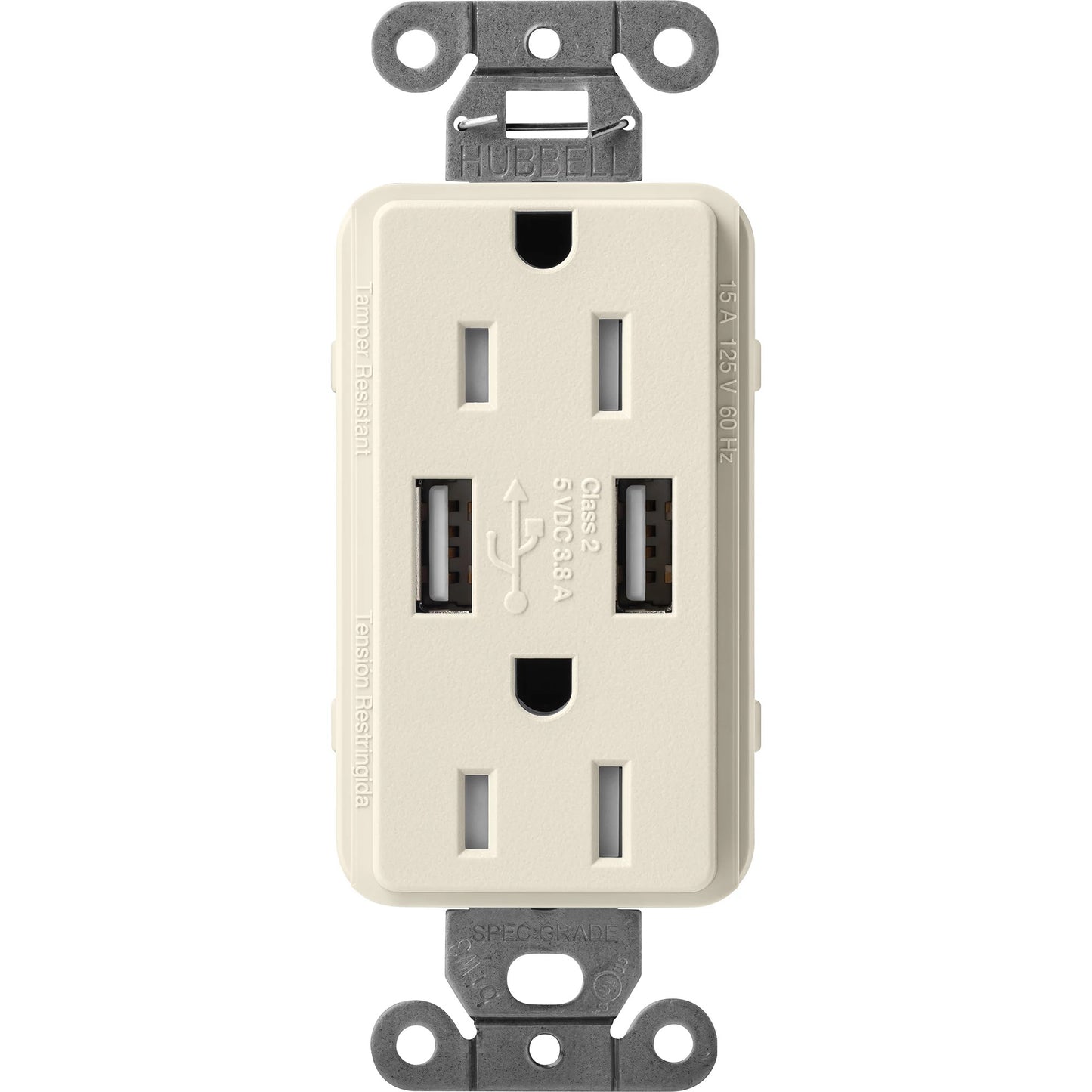 Lutron Tamper-Resistant USB Receptacles - Satin Color 15A 125V | SCR-15-UBTR-XX