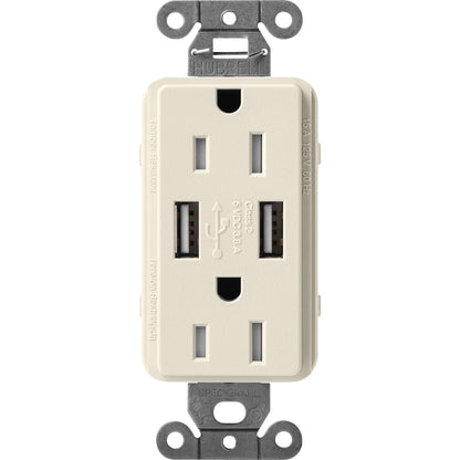 Lutron Tamper-Resistant USB Receptacles - Satin Color 15A 125V | SCR-15-UBTR-XX