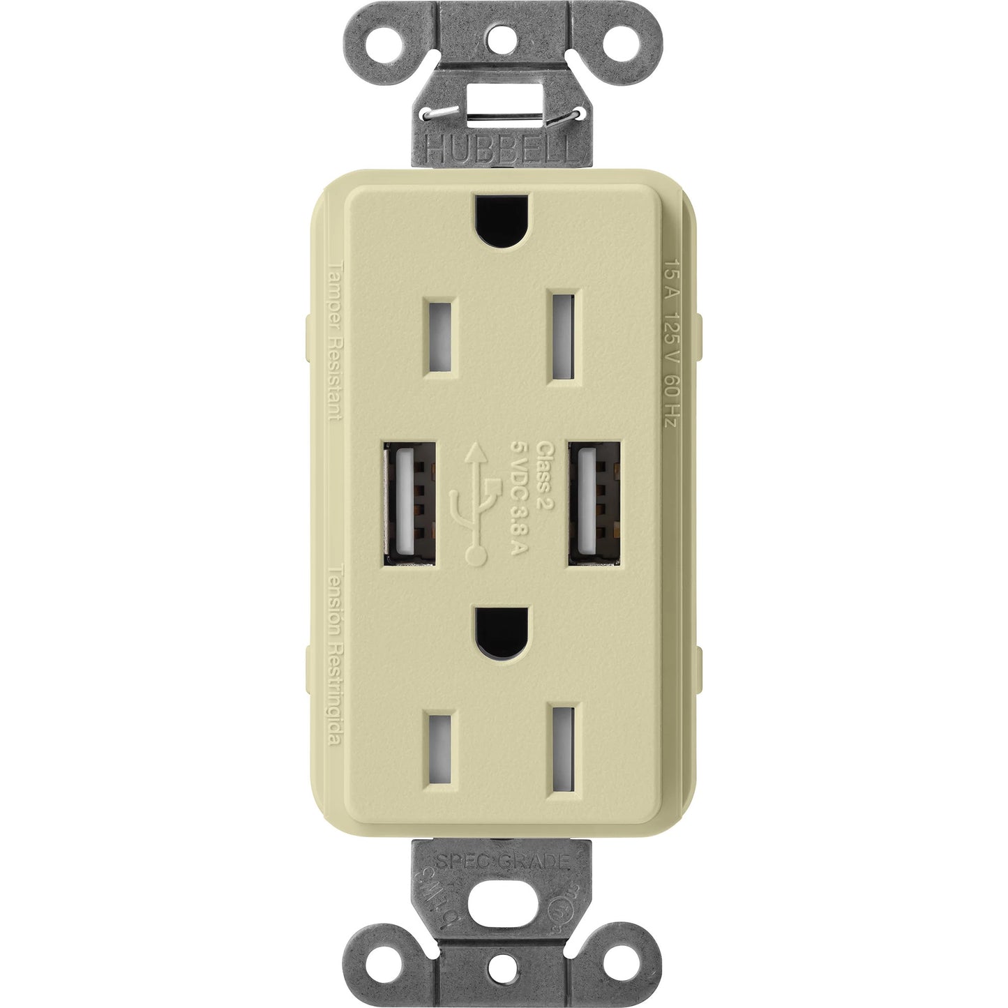 Lutron Tamper-Resistant USB Receptacles - Satin Color 15A 125V | SCR-15-UBTR-XX