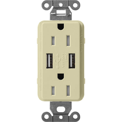 Lutron Tamper-Resistant USB Receptacles - Satin Color 15A 125V | SCR-15-UBTR-XX