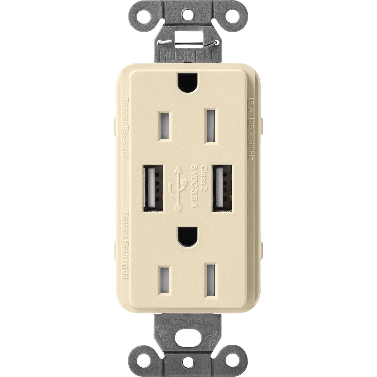 Lutron Tamper-Resistant USB Receptacles - Satin Color 15A 125V | SCR-15-UBTR-XX