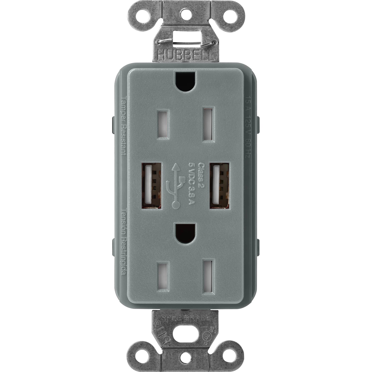 Lutron Tamper-Resistant USB Receptacles - Satin Color 15A 125V | SCR-15-UBTR-XX