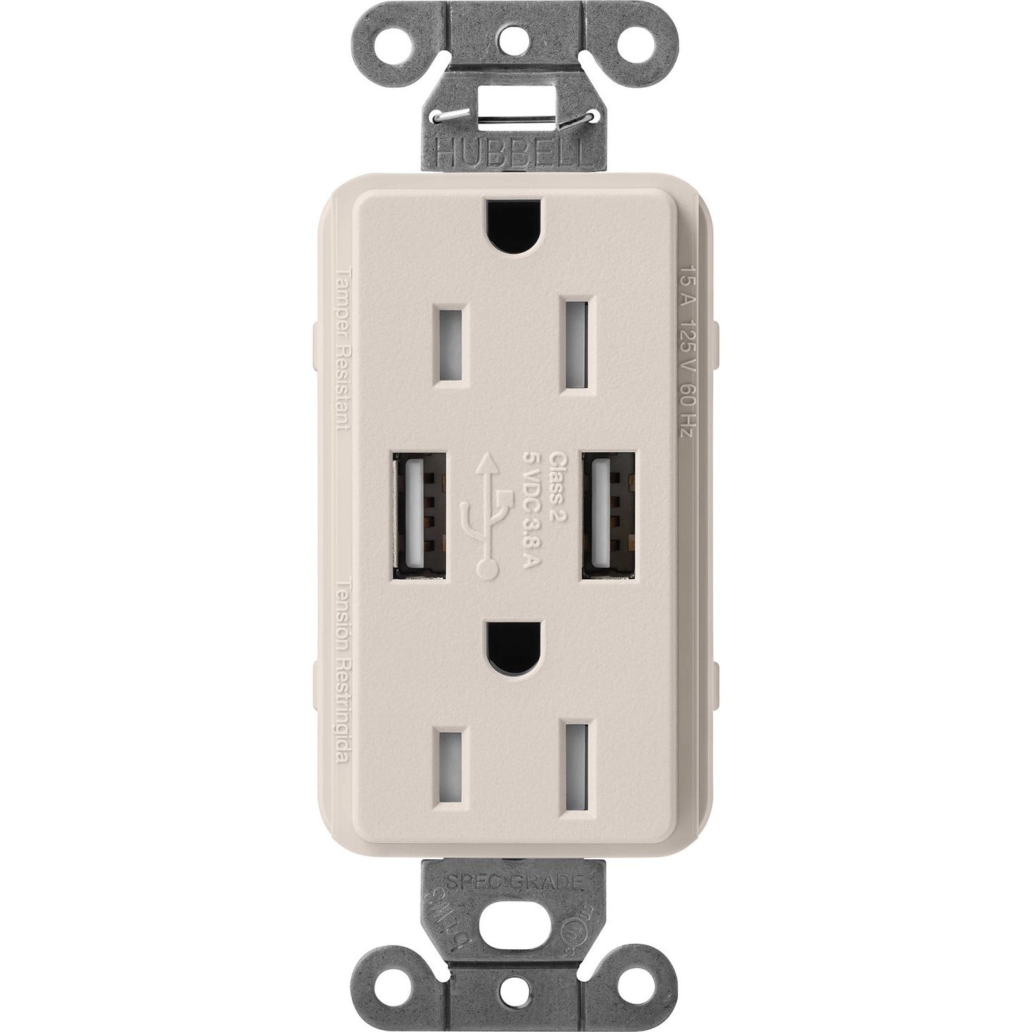 Lutron Tamper-Resistant USB Receptacles - Satin Color 15A 125V | SCR-15-UBTR-XX