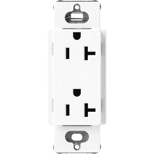 Lutron Claro 20 Amp Duplex Outlet, Brilliant White