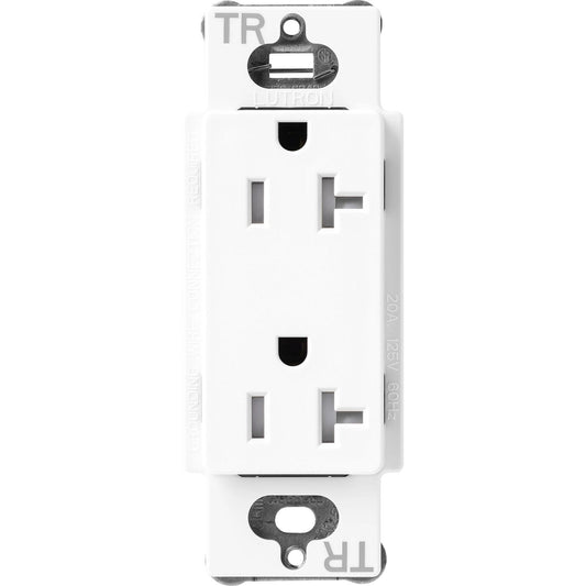 Lutron Claro Tamper-Resistant Duplex Receptacle, 20 Amp, Brilliant White