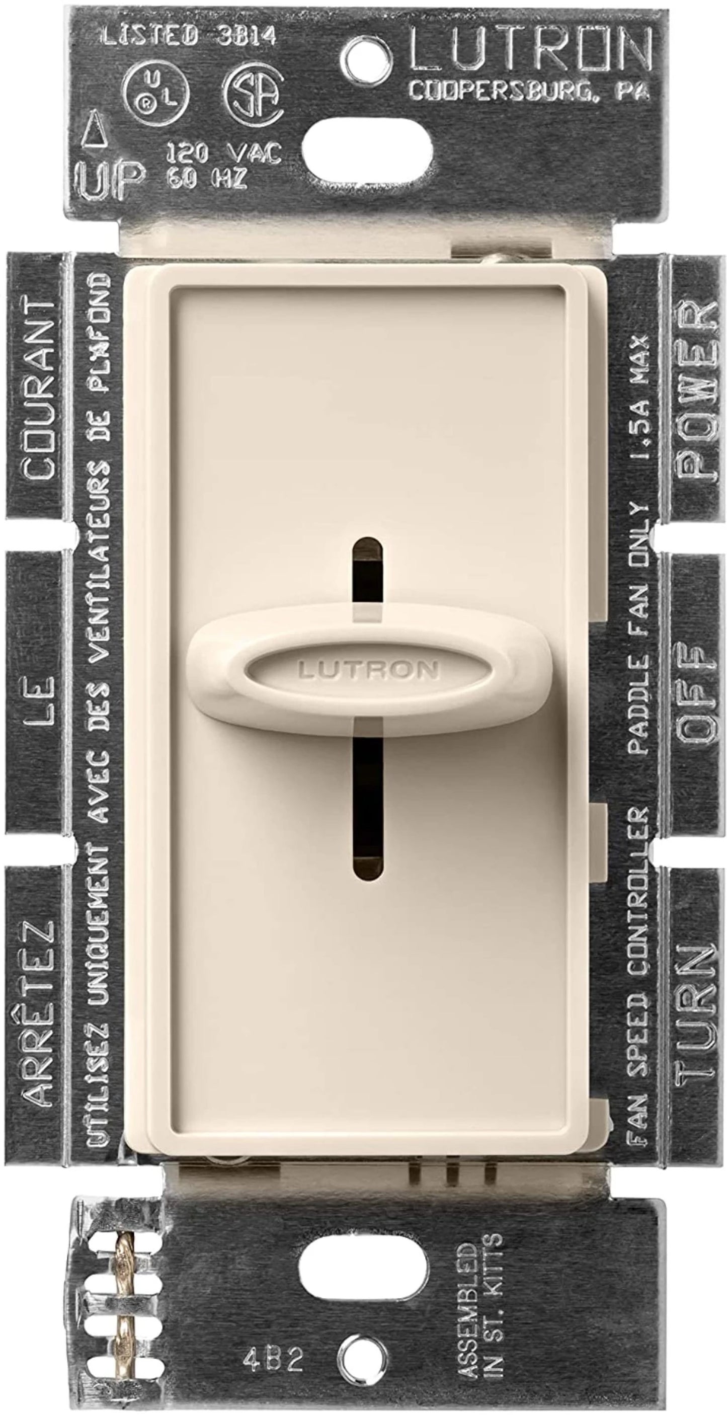 Lutron Skylark Quiet 3-Speed Fan Control 1.5A 120V - Single-Pole/3-Way | SFSQ-F