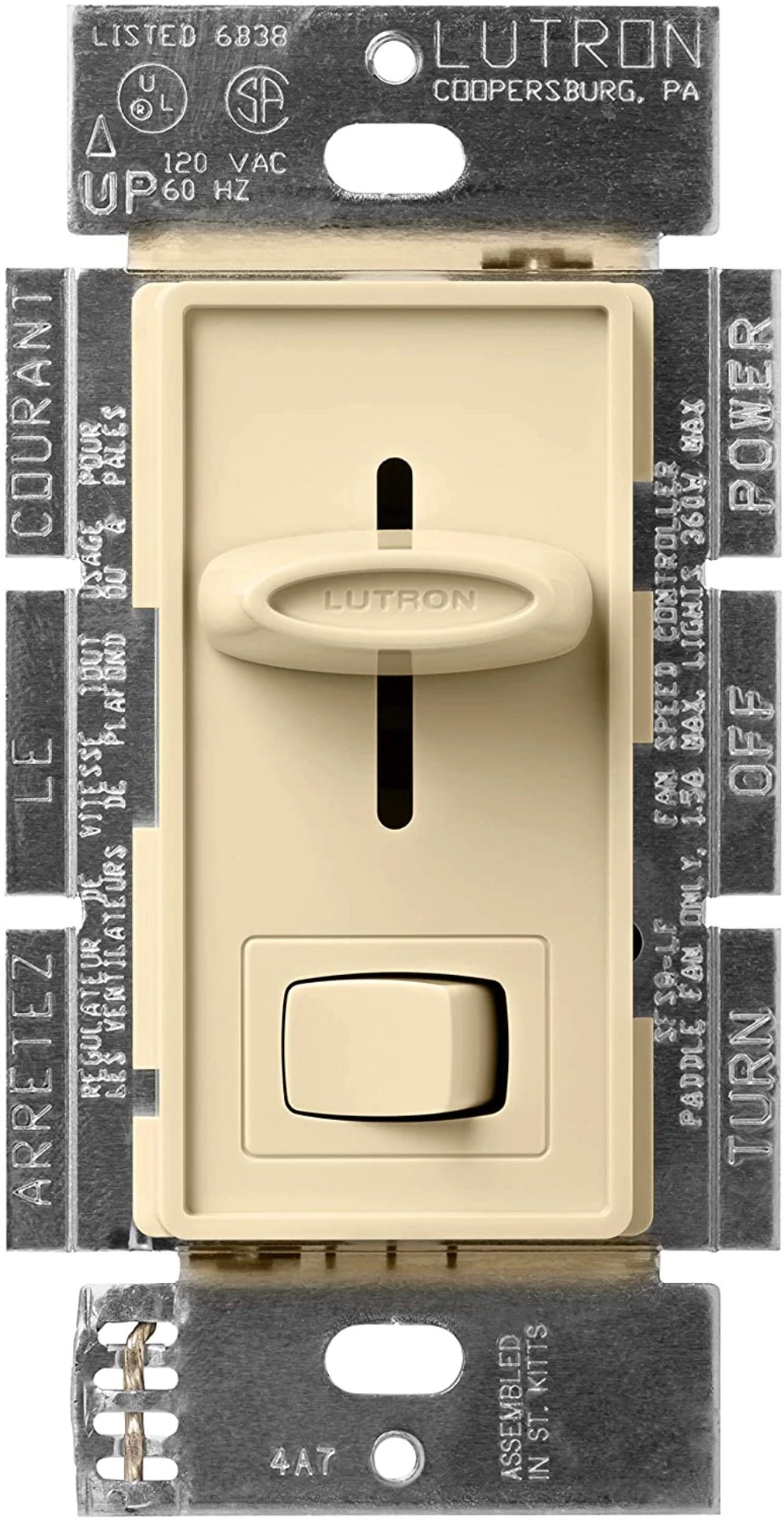 Lutron Skylark Dual Fan/Light Control 1.5A Fan & 300W Inc/Hal - Single-Pole | SFSQ-LF