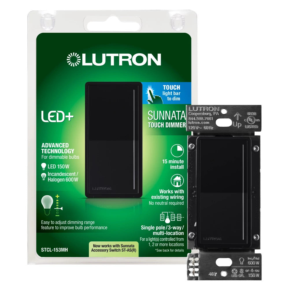 Lutron Sunnata LED+ Dimmer Switch, 150W LED, Single-Pole/Multi-Location | STCL-153MH-XX-C