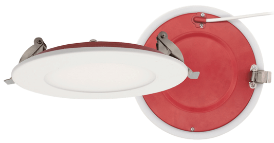Product Display Visual of the SKU: FR-LED-4-S12W-5CCT-PL-WH for Marketing of theLotus 4" Fire Rated Round Panel LED 9W 5CCT 900 lm CRI90+ | FR-LED-4-S12W-5CCT-PL