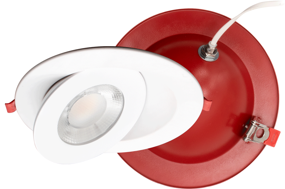 Product Display Visual of the SKU: FR-LED-6-S15W-5CCT-FG-WH for Marketing of theLotus 6" Fire Rated Floating Gimbal 15W 5CCT 1200 lm White CRI90+ | FR-LED-6-S15W-5CCT-FG