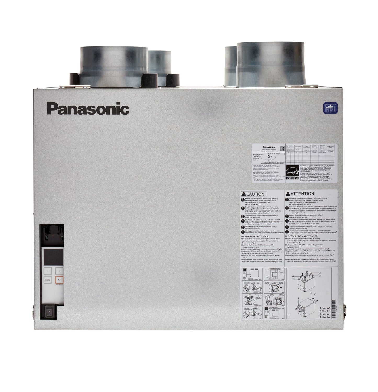 Panasonic BalancedHome Elite Plus+ 210 CFM ERV top port FV21VEC1T
