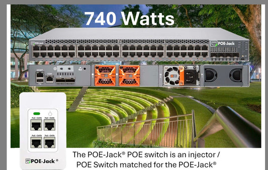 Product Marketing Image of Simply Secured SKU: POEJK-S48-740 by Vendor Grid Networking Product Grid POE-Jack® 48-Port PoE+ Aggregation Switch | 740W Injector, 10G/40G Uplinks | POEJK-S48-740