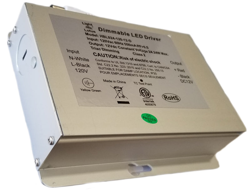 Lotus 24V Driver 24W Hard Wired Triac Dimmable | HBL024-120-24-D ...