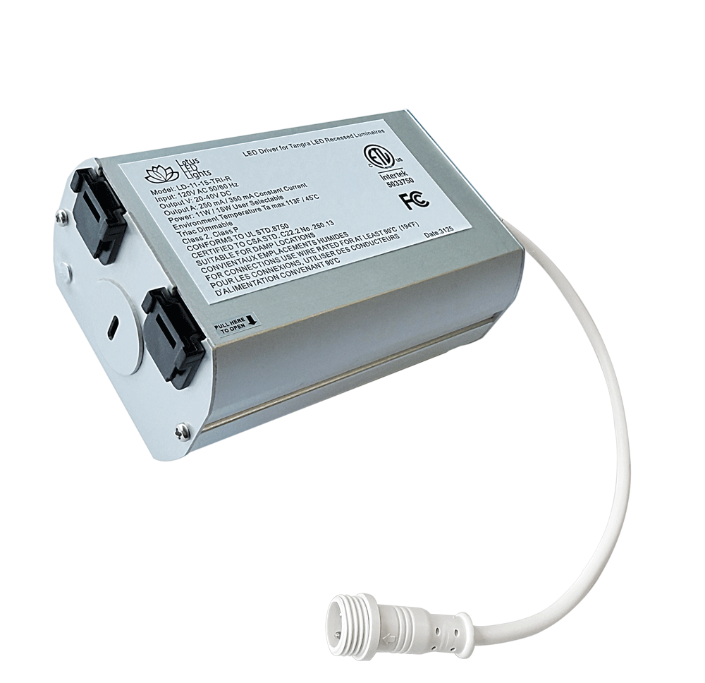 Product Display Visual of the SKU: LD-11-15-010-C for Marketing of theLotus LED 11W/15W Selectable 0-10V Dimmable Driver 120-347V Commercial J-Box (LD-11-15-010-C) | LD-11-15