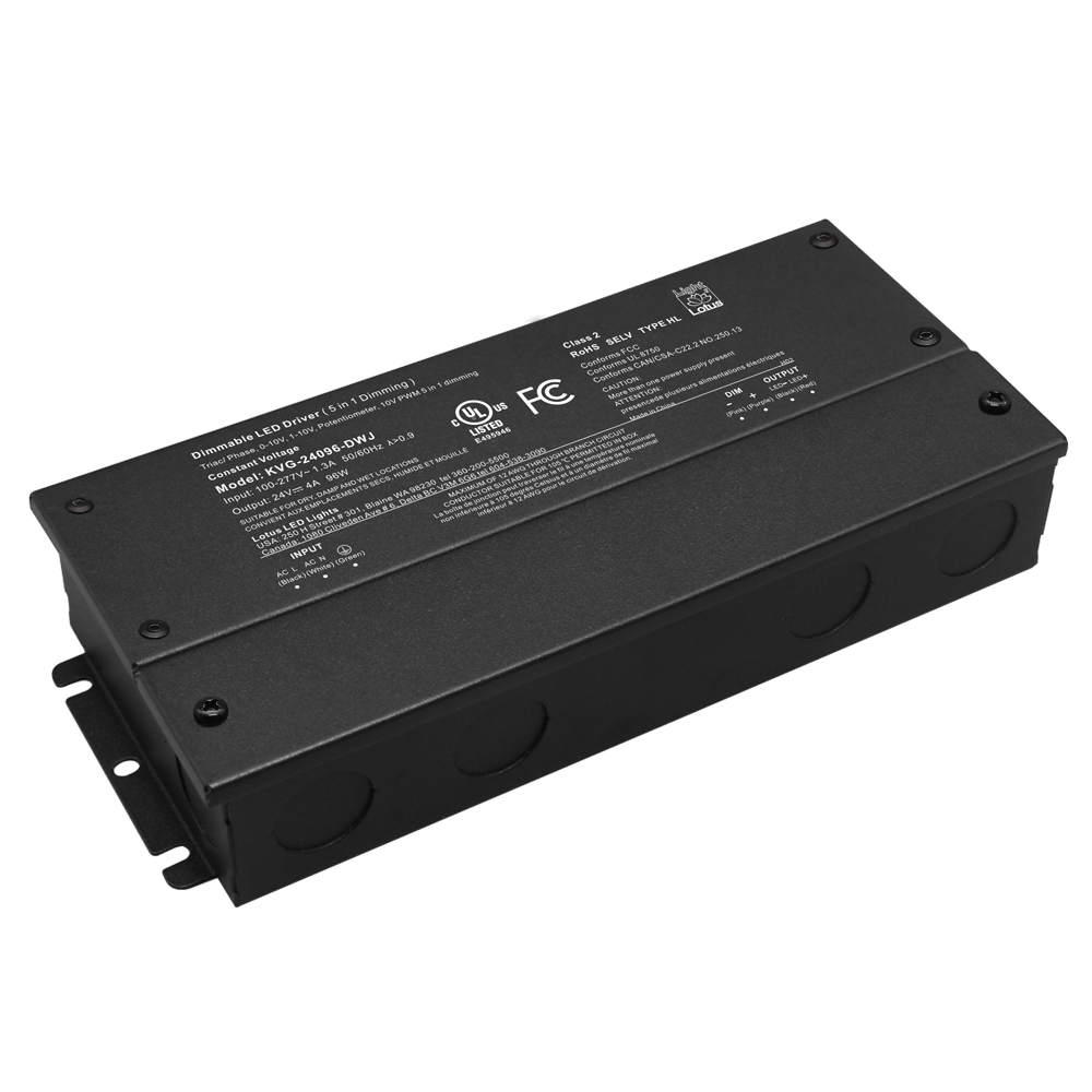 Product Display Visual of the SKU: KVG-24096-DWJ for Marketing of theLotus 24V 96W 5-in-1 Dimmable Driver 120-277V Wet | KVG-24096-DWJ