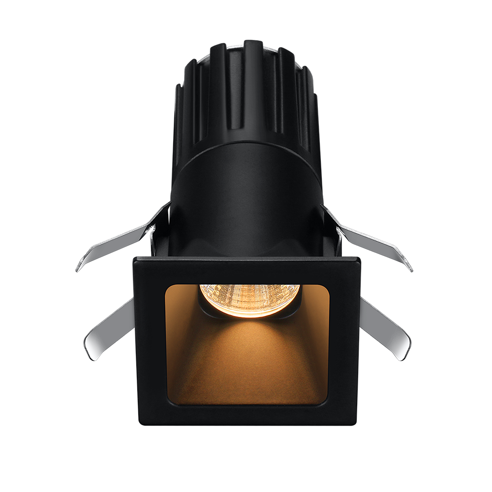 Lotus Tangra L1F-SDT 1-inch fixed square deep-regressed thin-trim LED downlight, Black finish; reflector, beam angle and CRI depend on selected SKU