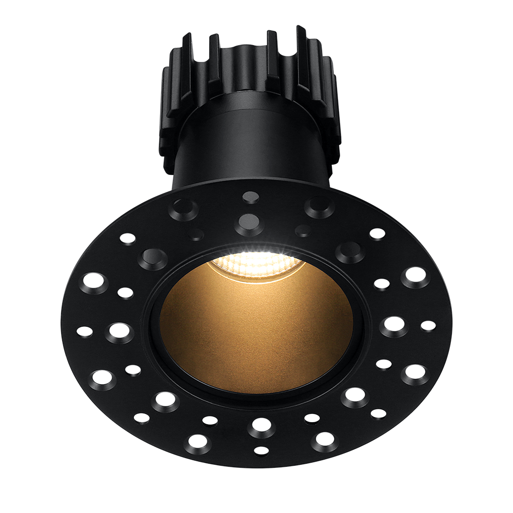 Lotus Tangra L2F-RDI 2-inch fixed round deep-regressed invisible-trim recessed LED downlight, Black finish; reflector beam and CRI vary by selected SKU