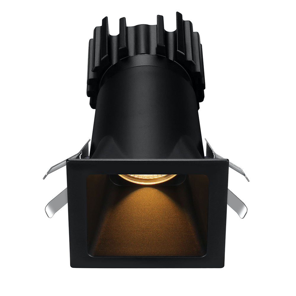 Lotus Tangra L2F-SDT 2-inch fixed square deep-regressed thin-trim LED downlight, Black finish; selected reflector, beam and CRI vary by SKU