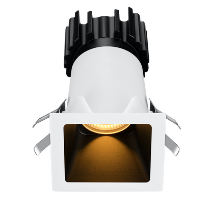 Lotus Tangra L2F-SDT 2-inch fixed square deep-regressed thin-trim LED downlight, White and Black Duo finish; selected reflector, beam and CRI vary by SKU