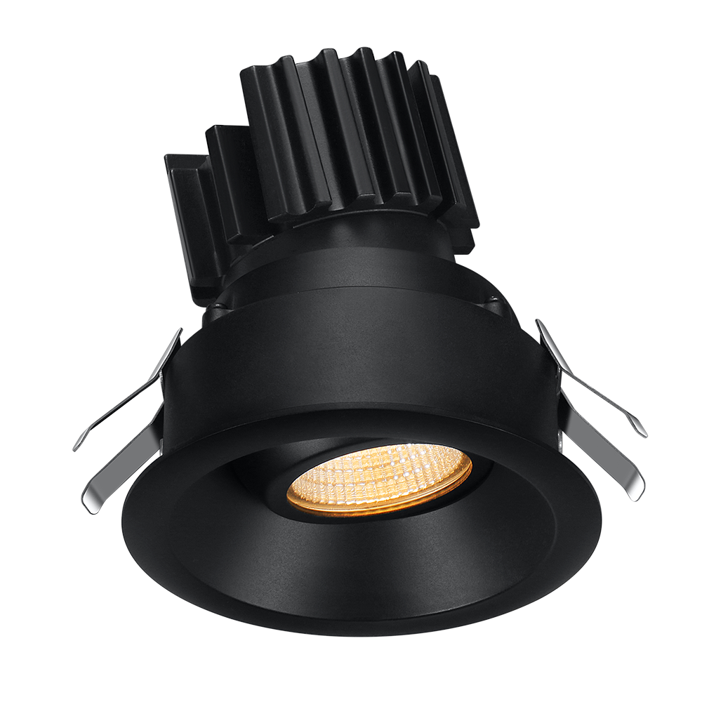 Lotus Tangra L2G-RRT 2-inch adjustable round gimbal LED downlight with thin trim, Black finish; optic and CRI vary by selected SKU