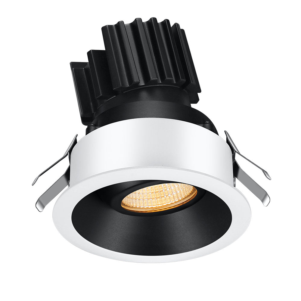 Lotus Tangra L2G-RRT 2-inch adjustable round gimbal LED downlight with thin trim, White and Black Duo finish; optic and CRI vary by selected SKU