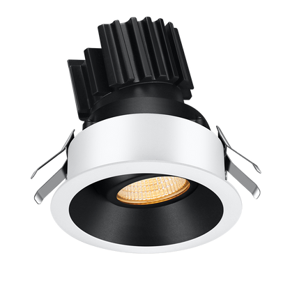 Lotus Tangra L2G-RRT 2-inch adjustable round gimbal LED downlight with thin trim, White and Black Duo finish; optic and CRI vary by selected SKU