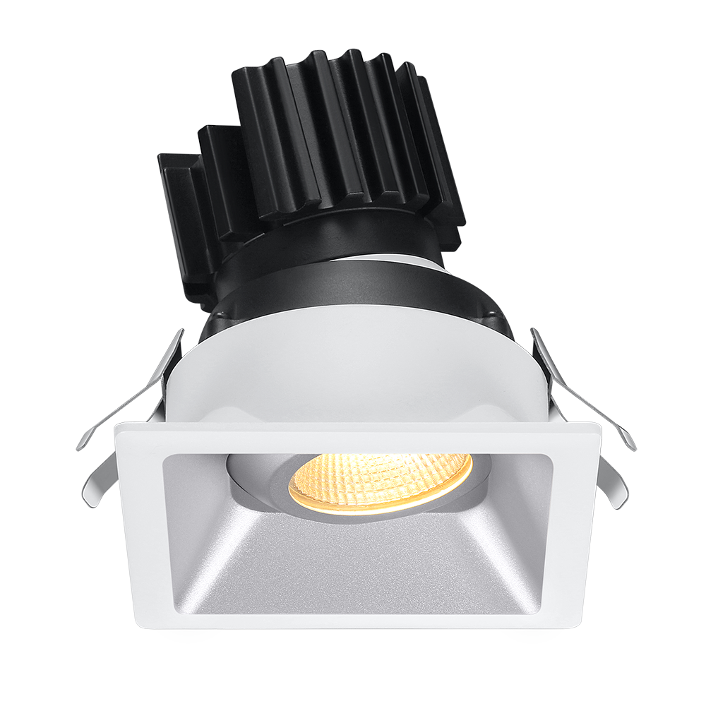 Lotus Tangra L2G-SRT 2-inch square adjustable LED gimbal downlight with thin trim, Alzak finish; optic and CRI vary by selected SKU