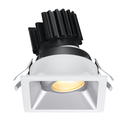 Lotus Tangra L2G-SRT 2-inch square adjustable LED gimbal downlight with thin trim, Alzak finish; optic and CRI vary by selected SKU