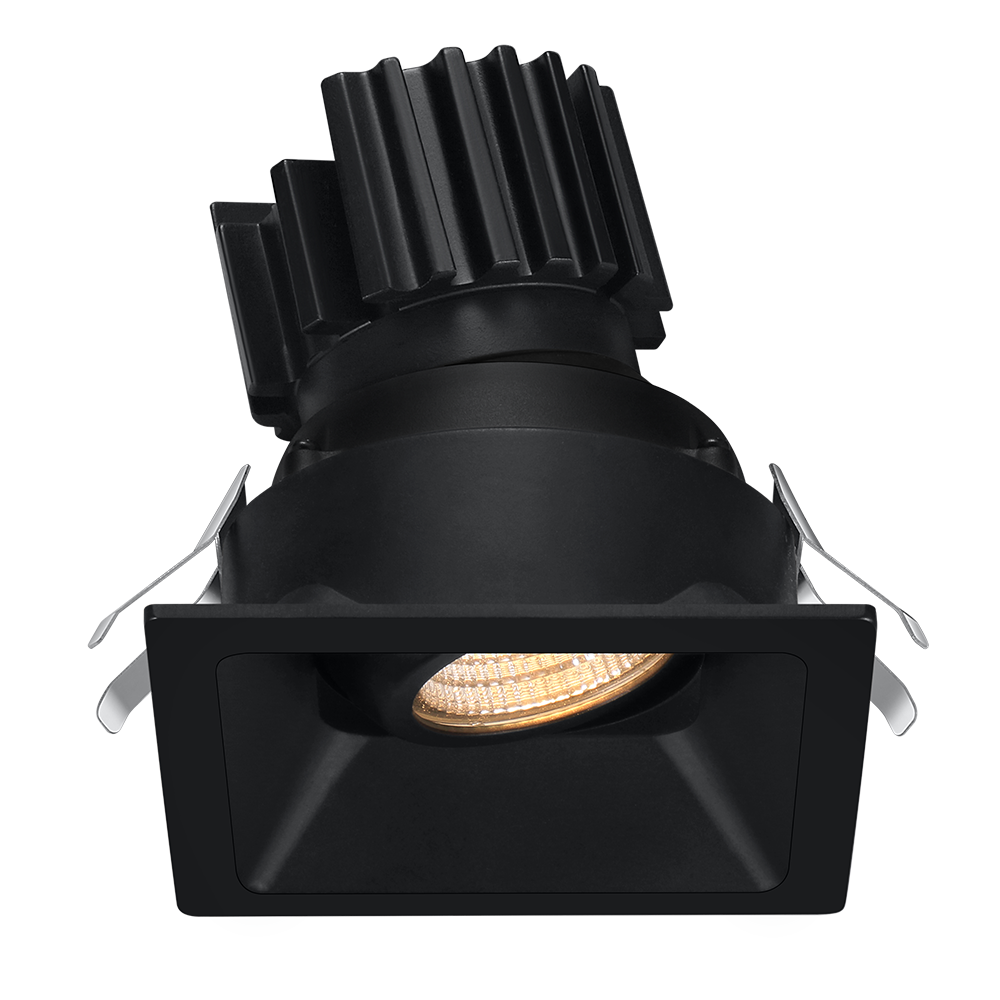 Lotus Tangra L2G-SRT 2-inch square adjustable LED gimbal downlight with thin trim, Black finish; optic and CRI vary by selected SKU