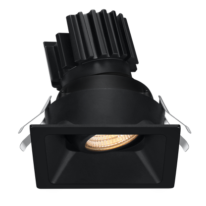 Lotus Tangra L2G-SRT 2-inch square adjustable LED gimbal downlight with thin trim, Black finish; optic and CRI vary by selected SKU