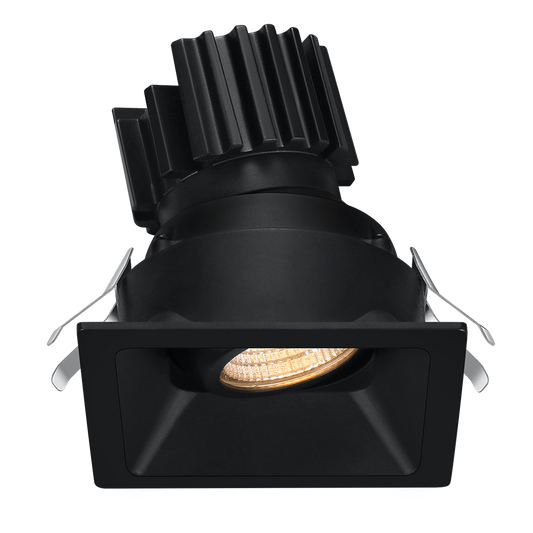 Lotus Tangra L2G-SRT 2-inch square adjustable LED gimbal downlight with thin trim, Black finish; optic and CRI vary by selected SKU