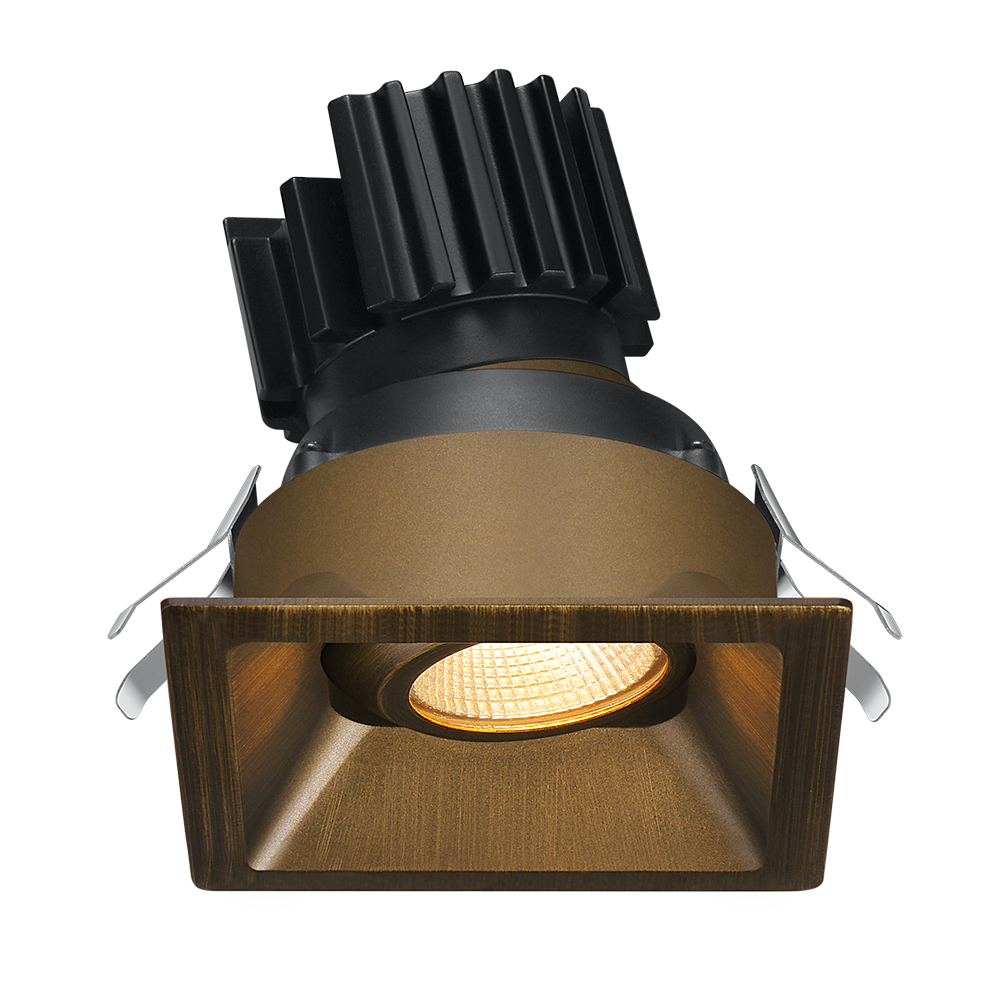 Lotus Tangra L2G-SRT 2-inch square adjustable LED gimbal downlight with thin trim, Oil Rubbed Bronze finish; optic and CRI vary by selected SKU