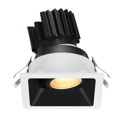 Lotus Tangra L2G-SRT 2-inch square adjustable LED gimbal downlight with thin trim, White and Black Duo finish; optic and CRI vary by selected SKU