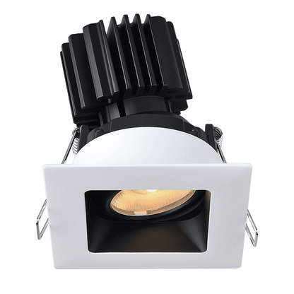 Lotus -  Tangra 3" Gimbal Square Recessed Wide Trim White/Black | L3G-SRW-WB