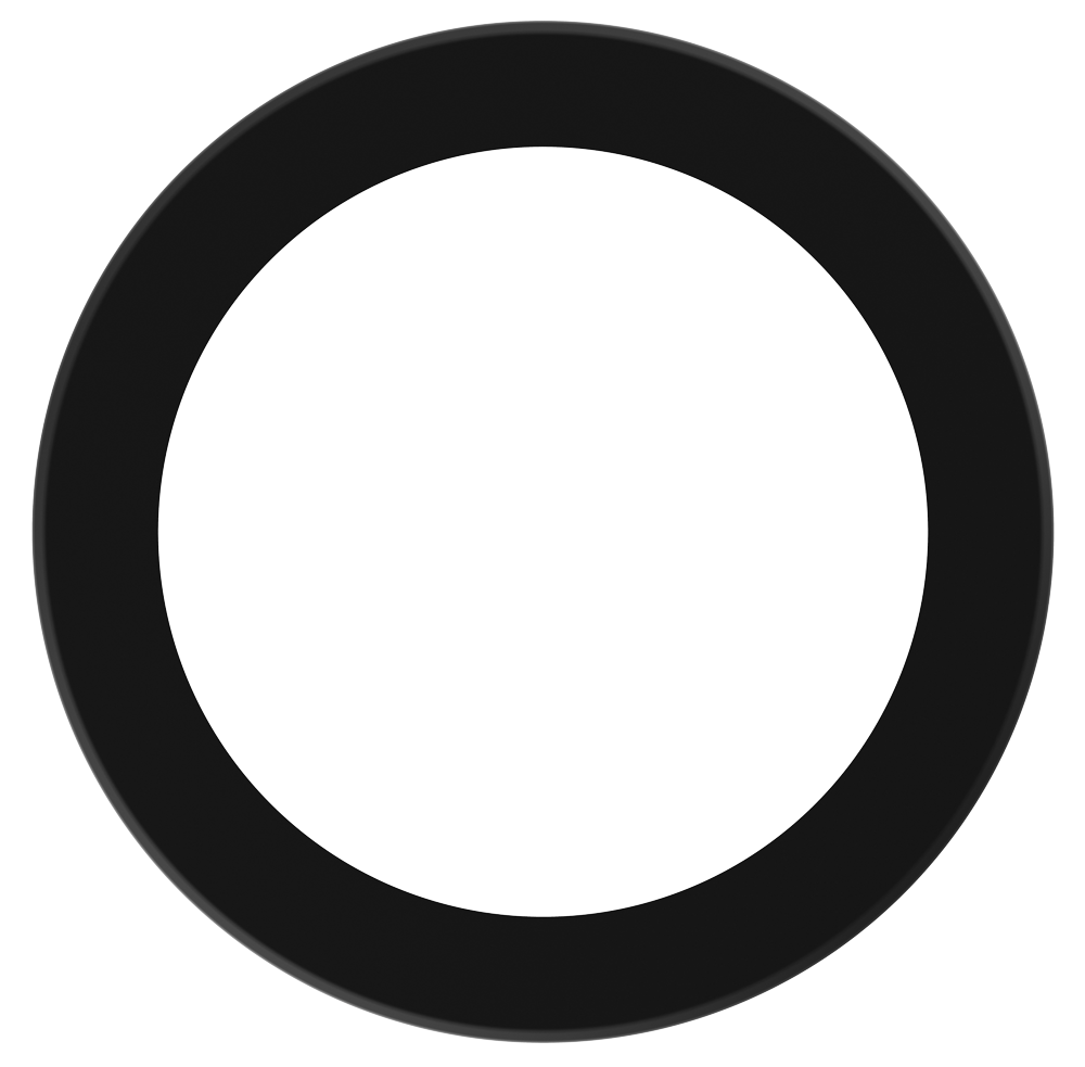 Product Display Visual of the SKU: LBL-10CRT-B for Marketing of theLotus 10" Black Round Trim Cover for TP120-347-RT9.5-C-DIM-G1-ES | LBL-10CRT-B