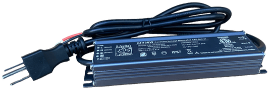 Product Display Visual of the SKU: LBL-DC24V30W-PLUG for Marketing of theLotus 24V 60W 5-in-1 Dimmable cULus Driver with Built-in Wiring Chambers 120-277V Wet | LBL-DC24V30W-PLUG