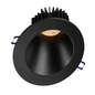 Lotus LD4R 15W deep regressed LED downlight with black sloped-ceiling trim