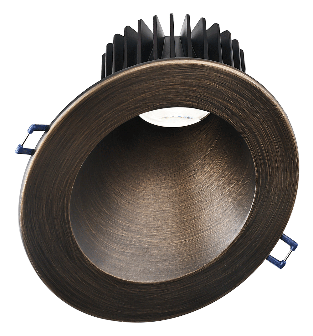 Lotus LD4R-HO 18W high-output downlight with 5-inch sloped-ceiling oil-rubbed bronze trim