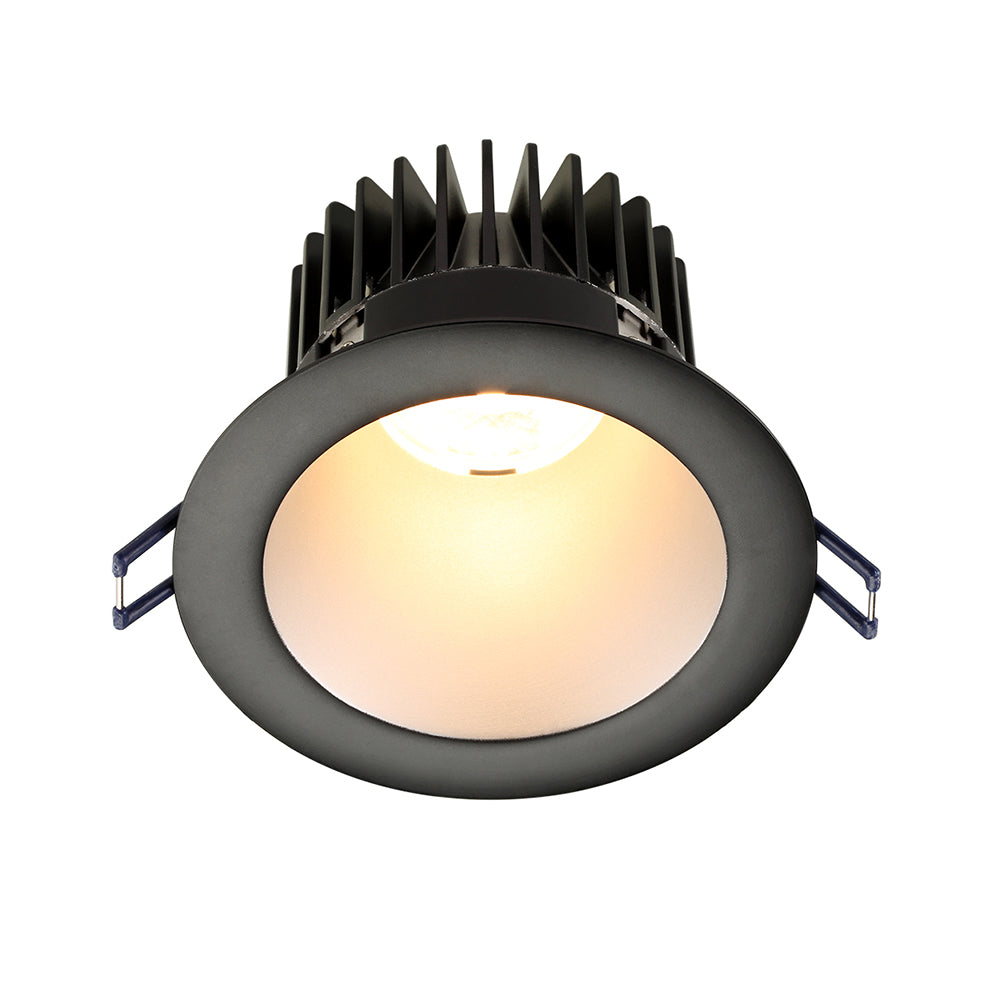 Lotus LD4R 15W 4-inch deep regressed LED downlight with silver reflector and black trim