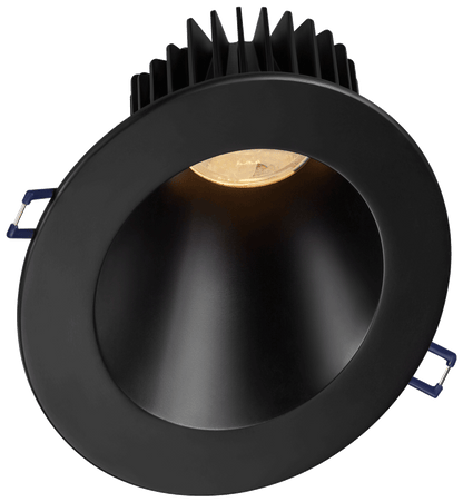 Lotus LD4R-HO 18W high-output deep regressed LED downlight with black sloped-ceiling trim