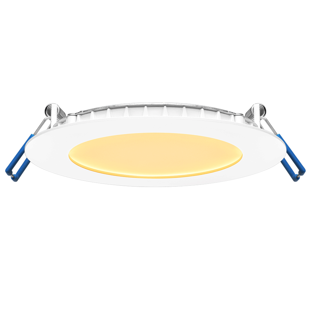 Lotus LE4R-24V 4-inch ultra-thin 11W 24V DC recessed LED panel with white trim; 5CCT or 3000–1800K dim-to-warm by chosen SKU