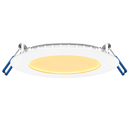 Lotus LE4R-24V 4-inch ultra-thin 11W 24V DC recessed LED panel with white trim; 5CCT or 3000–1800K dim-to-warm by chosen SKU