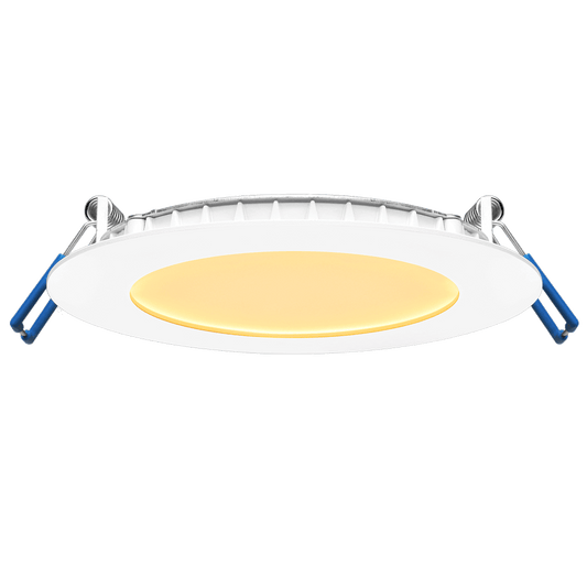 Lotus LE4R-24V 4-inch ultra-thin 11W 24V DC recessed LED panel with white trim; 5CCT or 3000–1800K dim-to-warm by chosen SKU