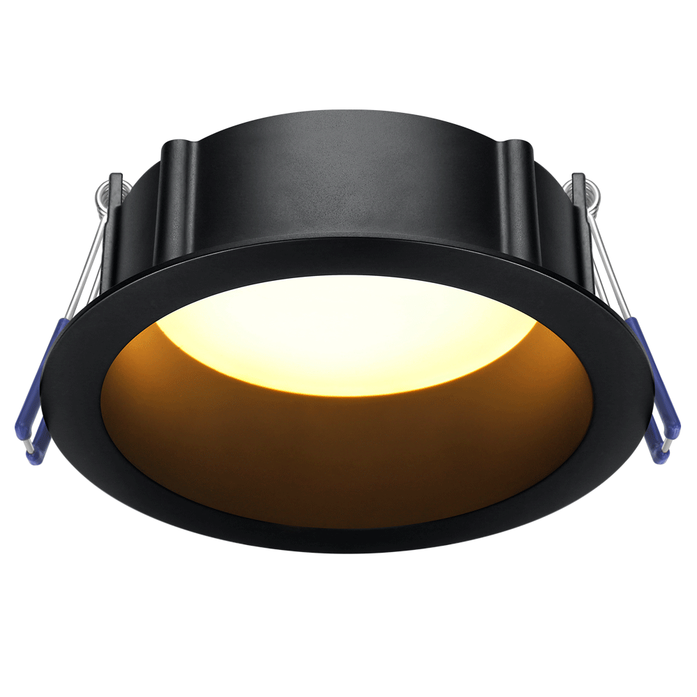 Lotus LE4RR-24V 4-inch round deep-regressed 11W recessed LED downlight, Black trim, 24V DC; choose 5CCT or dim-to-warm light engine as available by selected SKU