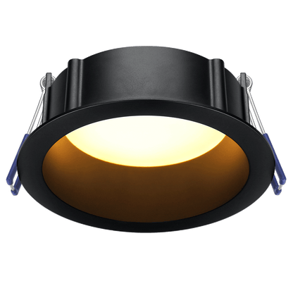 Lotus LE4RR-24V 4-inch round deep-regressed 11W recessed LED downlight, Black trim, 24V DC; choose 5CCT or dim-to-warm light engine as available by selected SKU