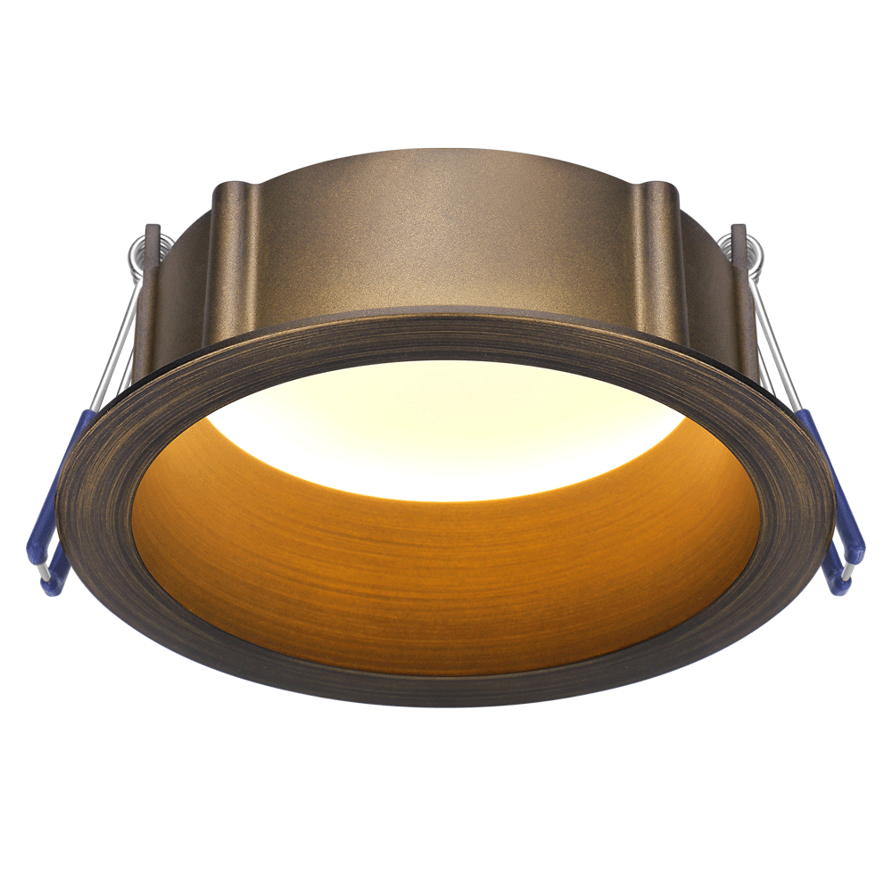 Lotus LE4RR-24V 4-inch round deep-regressed 11W recessed LED downlight, Oil Rubbed Bronze trim, 24V DC; choose 5CCT or dim-to-warm light engine as available by selected SKU