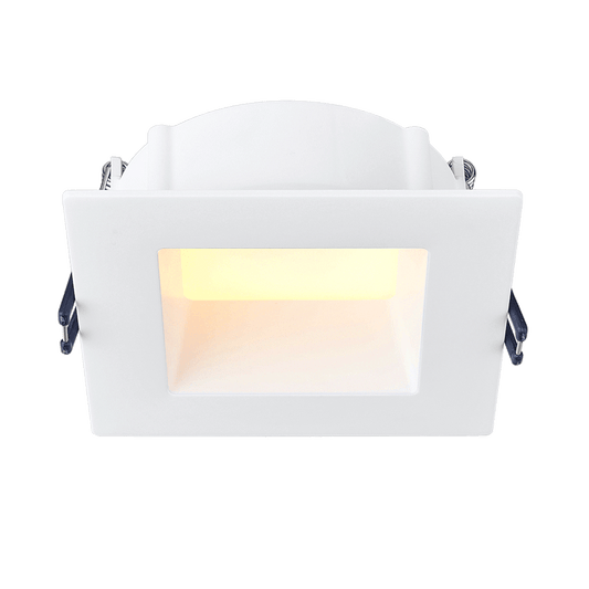 Product Display Visual of the SKU: LE4SR-5CCT-WH for Marketing of theLotus LED 4" Square Deep Regressed Eco LED - 11W 5CCT Selectable 980lm IC Rated Wet Location | LE4SR