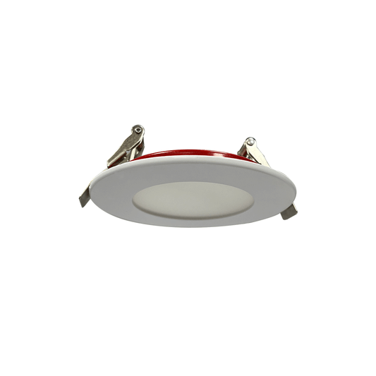 Product Display Visual of the SKU: LFR-4R-FE-9W-5CCT for Marketing of theLotus 4" Round Flat Edgelit LED 2-Hour Fire Rated 9W 5CCT Air-Tight Type IC Wet CRI 90+ | LFR-4R-FE-9W-5CCT