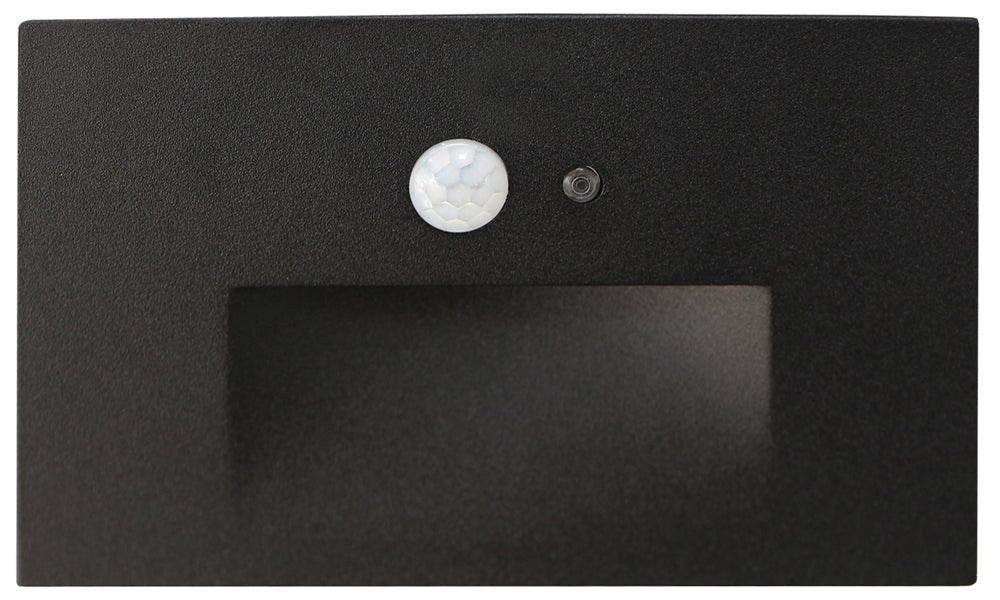 Product Display Visual of the SKU: LSD03-3K-BK for Marketing of theLotus LED Step Light Horizontal with Motion Sensor & Photocell | LSD03-3K